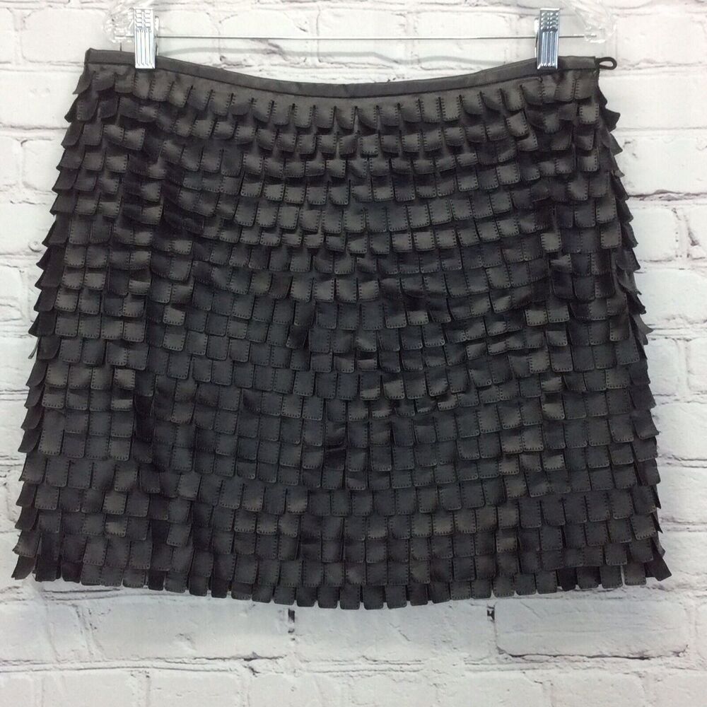MSSP Max Studio Specialty Products Tiered Mini Skirt Size 12 Black Vegan Leather